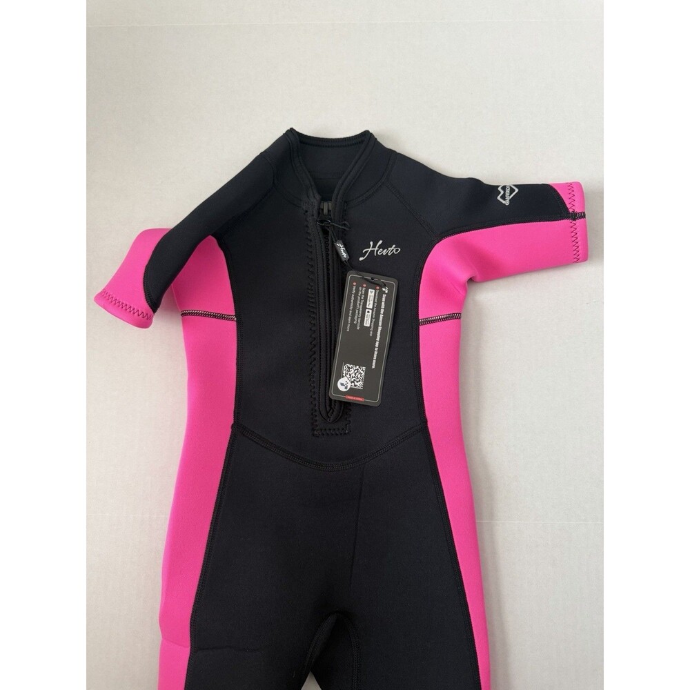 Guardian Hevto Wetsuit Size 5 Kids Shorty Springsuit Black Pink